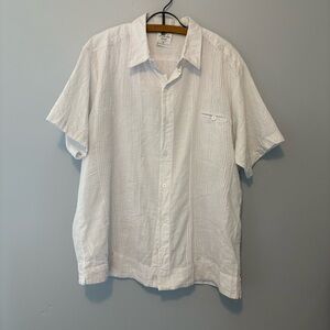 Mr. Buho White Linen Blend Short Sleeve Shirt XL Made in Mexico